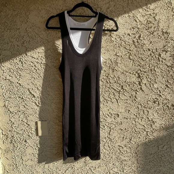 ALEXANDER WANG.T Layered Ribbed Jersey and Stretch-Knit Mini Tank Dress MEDIUM - Picture 6 of 14
